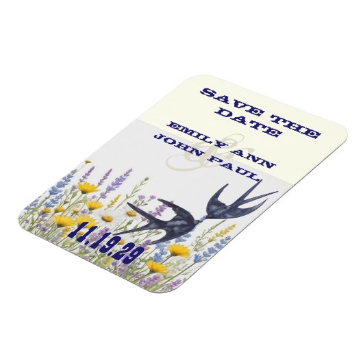 ヴィンテージ愛の鳥の木の粒の日付を保存 マグネット (左側)