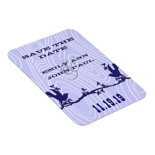 ヴィンテージ愛の鳥の木の粒の日付を保存 マグネット (右側)