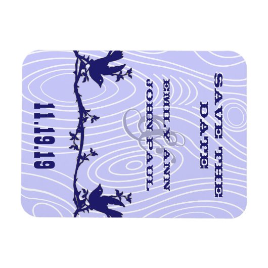 ヴィンテージ愛の鳥の木の粒の日付を保存 マグネット (横)