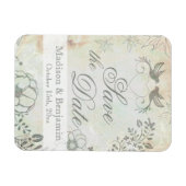 ヴィンテージ愛の鳥の結婚式は日付磁石を保存 マグネット (横)