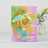 ヴィンテージ愛の鳥クリスマス新年の挨拶 シーズンカード (スタンド正面)