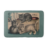 ヴィンテージ愛らしい子猫リトグラフ バスマット (正面)