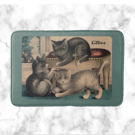 ヴィンテージ愛らしい子猫リトグラフ バスマット
