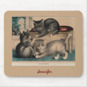 ヴィンテージ愛らしい子猫リトグラフ マウスパッド (正面)