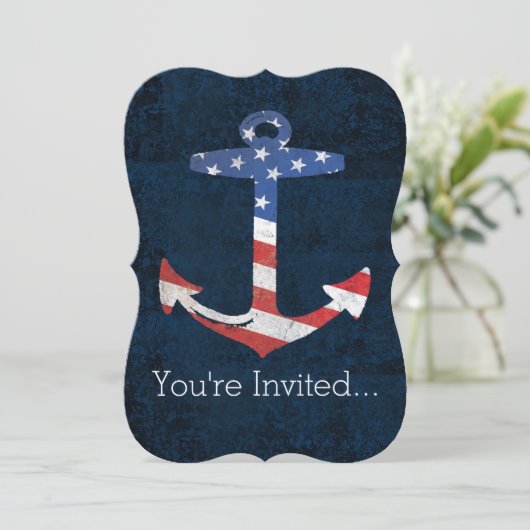 ヴィンテージ愛国アメリカ国旗いかり航海の米国 招待状 (スタンド正面)