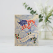 ヴィンテージ愛国アメリカ国旗クリスマス シーズンポストカード (スタンド正面)