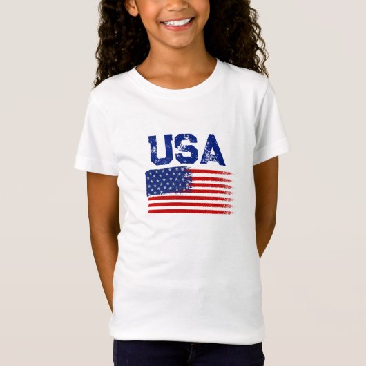 ヴィンテージ愛国アメリカ国旗グラフィックTシャツ Tシャツ (正面)