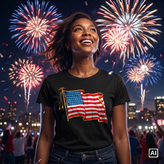 ヴィンテージ愛国アメリカ国旗、7月4日 Tシャツ