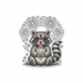 ヴィンテージ愛国アライグマ花火Tシャツデザイン1 シール (正面)
