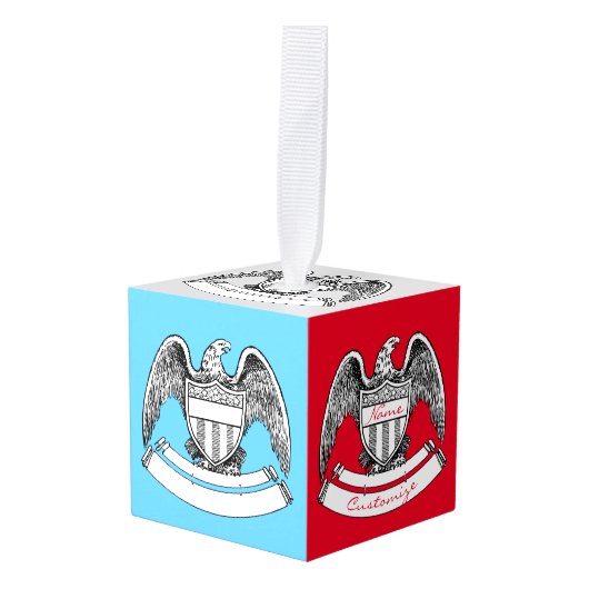 ヴィンテージ愛国イーグルプラークThunder_Cove キューブオーナメント (正面アングル)