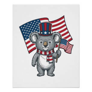 ヴィンテージ愛国コアラフラッグTシャツデザイン1 ポスター
