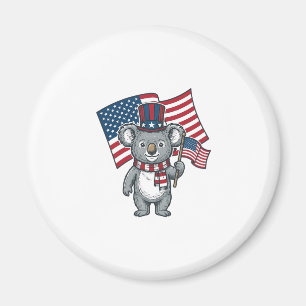 ヴィンテージ愛国コアラフラッグTシャツデザイン1 マグネット