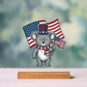 ヴィンテージ愛国コアラ旗Tシャツデザイン1 アクリルサイン (ニュートラル)