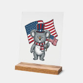 ヴィンテージ愛国コアラ旗Tシャツデザイン1 アクリルサイン (傾斜)