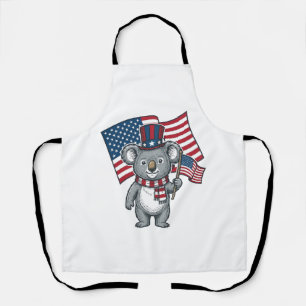 ヴィンテージ愛国コアラ旗Tシャツデザイン1 エプロン