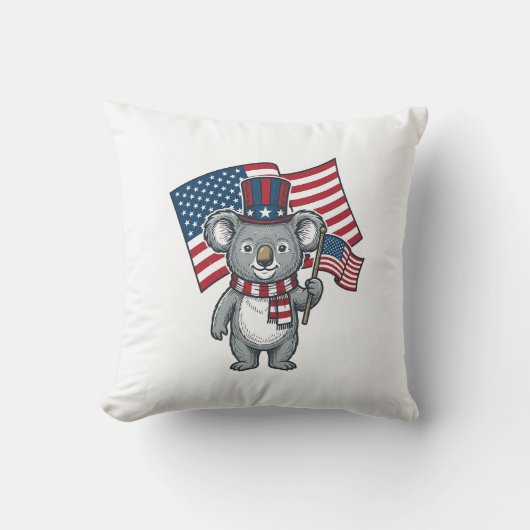 ヴィンテージ愛国コアラ旗Tシャツデザイン1 クッション (正面)