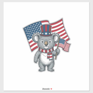 ヴィンテージ愛国コアラ旗Tシャツデザイン1 シール