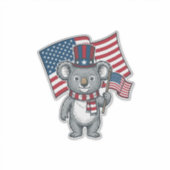 ヴィンテージ愛国コアラ旗Tシャツデザイン1 シール (正面)