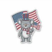 ヴィンテージ愛国コアラ旗Tシャツデザイン1 シール (正面)