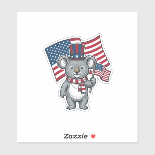 ヴィンテージ愛国コアラ旗Tシャツデザイン1 シール (シート)