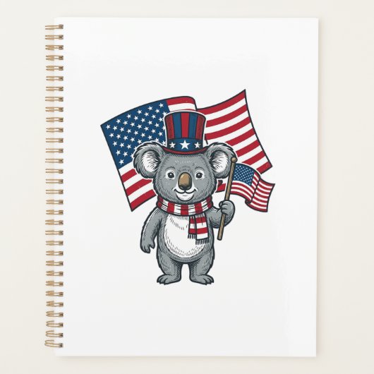 ヴィンテージ愛国コアラ旗Tシャツデザイン1 プランナー手帳 (正面)