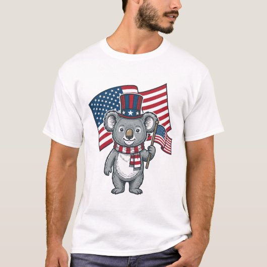 ヴィンテージ愛国コアラ旗Tシャツデザイン1 Tシャツ (正面)