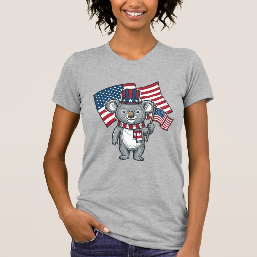 ヴィンテージ愛国コアラ旗Tシャツデザイン1 Tシャツ (正面)