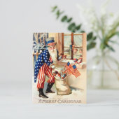 ヴィンテージ愛国サンタクリスマスはがき ポストカード (スタンド正面)