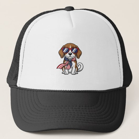 ヴィンテージ愛国ハウンド犬サングラスTシャツ_1 キャップ (正面)