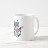ヴィンテージ愛国ハスキー子犬ベクター デザイン_1 コーヒーマグカップ (正面右)