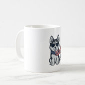 ヴィンテージ愛国ハスキー子犬ベクター デザイン_1 コーヒーマグカップ (正面左)