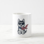 ヴィンテージ愛国ハスキー子犬ベクター デザイン_1 コーヒーマグカップ (中央)