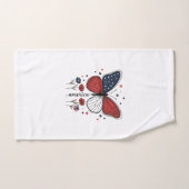 ヴィンテージ愛国ハート柄アメリカTシャツデザイン1 ハンドタオル (ハンドタオル)