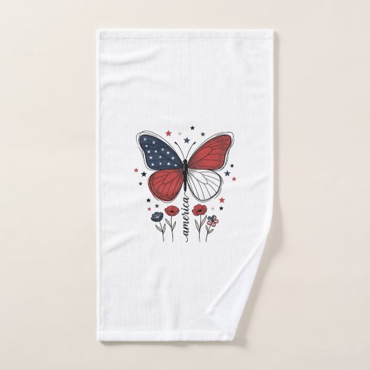 ヴィンテージ愛国ハート柄アメリカTシャツデザイン1 ハンドタオル (ハンドタオル)