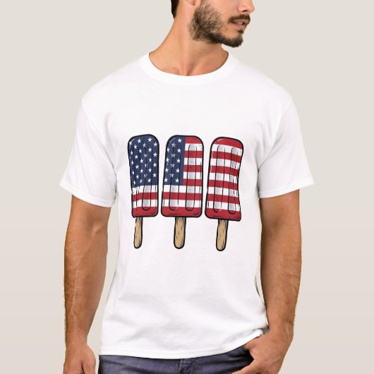 ヴィンテージ愛国ハート棒付き国旗Tシャツデザイン1 Tシャツ (正面)