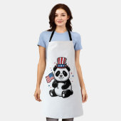 ヴィンテージ愛国パンダ旗Tシャツデザイン1 エプロン (着用した状態)