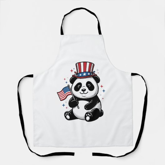ヴィンテージ愛国パンダ旗Tシャツデザイン1 エプロン (正面)