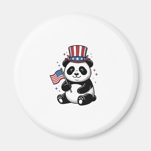 ヴィンテージ愛国パンダ旗Tシャツデザイン1 マグネット (正面)