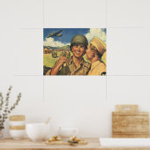 ヴィンテージ愛国ヒーロー、軍用航空機の人々 ポスター (キッチン)