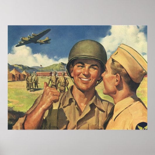 ヴィンテージ愛国ヒーロー、軍用航空機の人々 ポスター (正面)