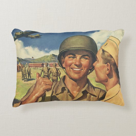 ヴィンテージ愛国ヒーロー、軍用飛行機の人々 アクセントクッション (正面)