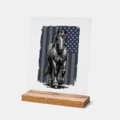 ヴィンテージ愛国ポニー馬の旗ベクター デザイン_1 アクリルサイン (傾斜)