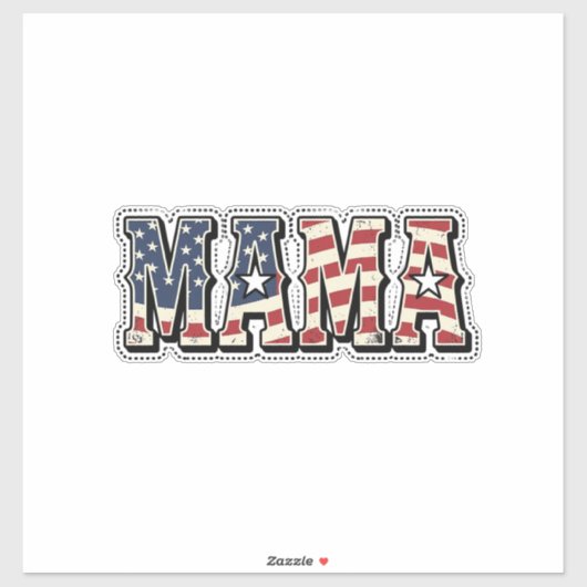ヴィンテージ愛国ママレタリングTシャツデザイン_1 シール (シート)