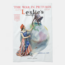 ヴィンテージ愛国レディ・リバティ雑誌表紙アート キッチンタオル