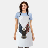 ヴィンテージ愛国ワシベクターTシャツデザイン_1 エプロン (着用した状態)