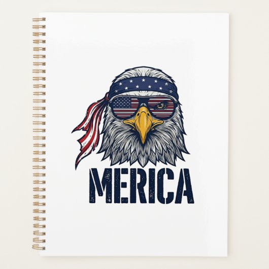 ヴィンテージ愛国ワシ Merica Tシャツデザイン_1 プランナー手帳 (正面)