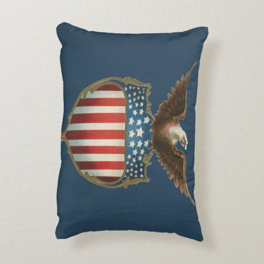ヴィンテージ愛国主義誇りを持った、イーグル国旗 アクセントクッション (裏面(縦))