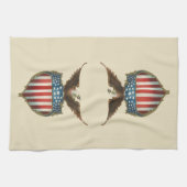 ヴィンテージ愛国主義誇りを持った、イーグル国旗 キッチンタオル (横)
