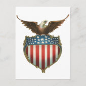ヴィンテージ愛国主義誇りを持った、イーグル国旗 ポストカード (正面)