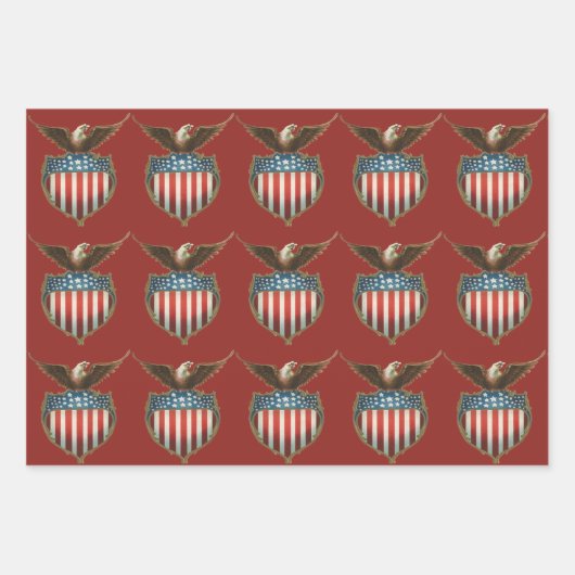 ヴィンテージ愛国主義誇りを持った、イーグル国旗 ラッピングペーパーシート (正面3)
